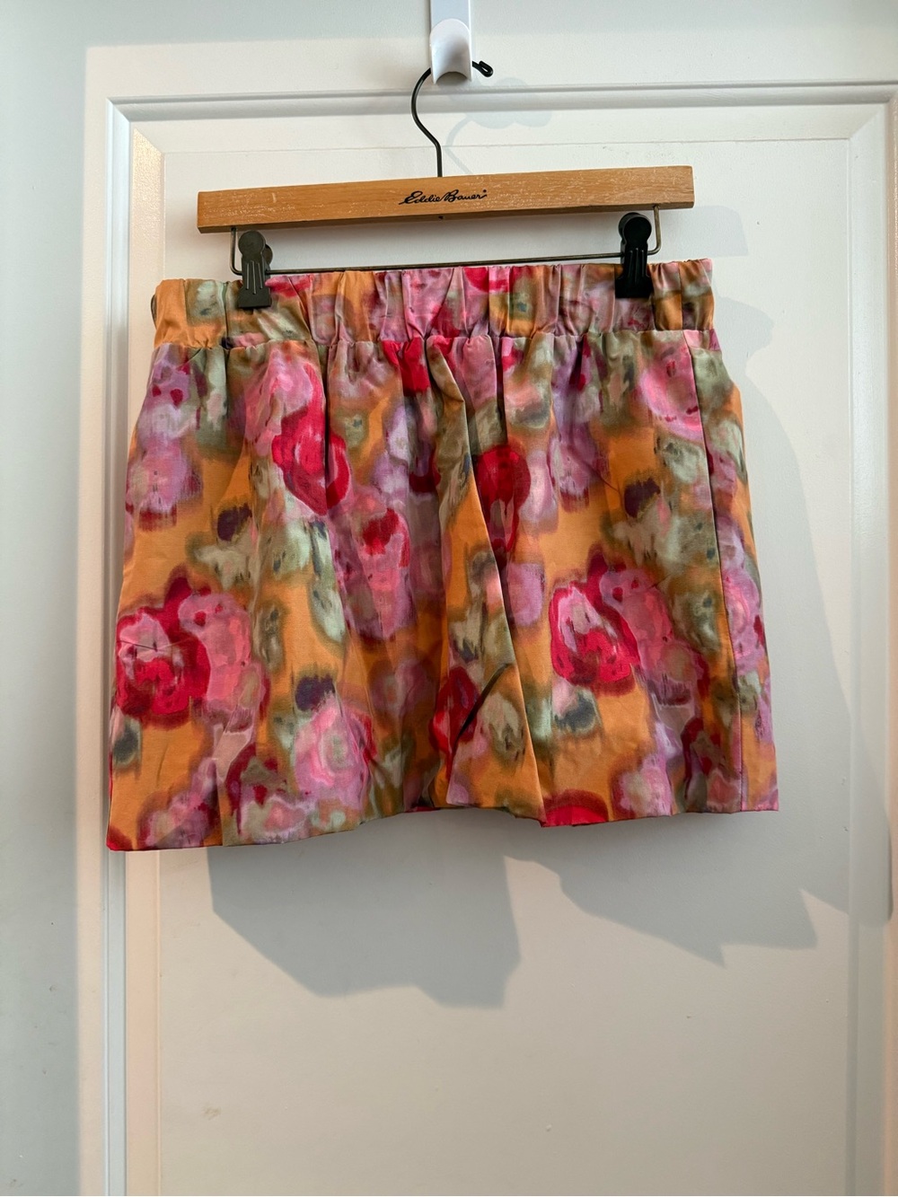 J. Crew Floral Elastic-Waist Skirt in Pink & Mustard